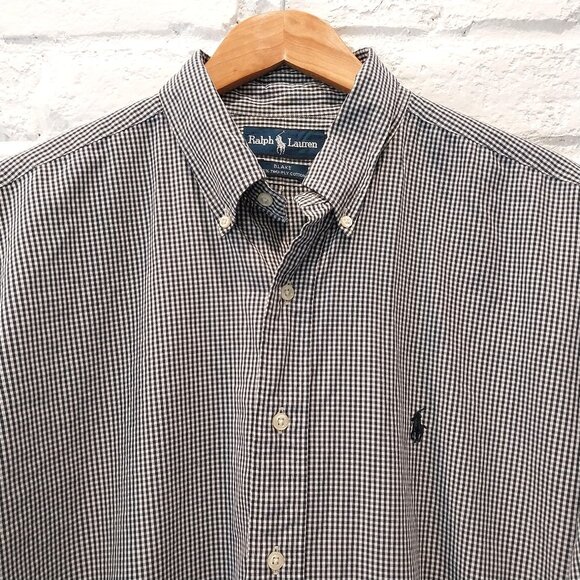 Ralph Lauren Shirt Mens XL Blue Check Button Long Slv. Blake 100% Two-Ply Cotton - Picture 1 of 7